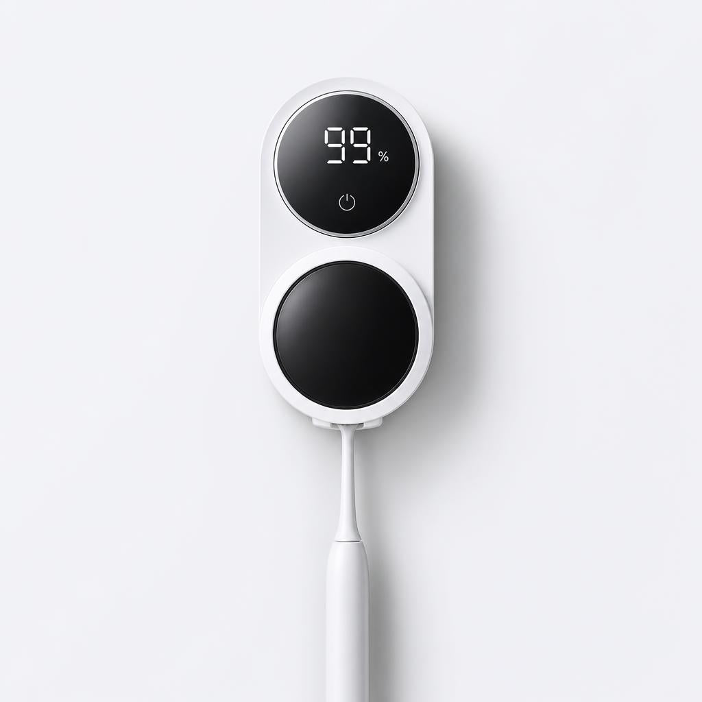 BrushHalo smart toothbrush holder, front view